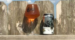 Beer-Chronicle-Houston-Craft-Beer-Review-Brash-EZ-7-Pale-Ale-Glass-Next-To-Can-On-Fence