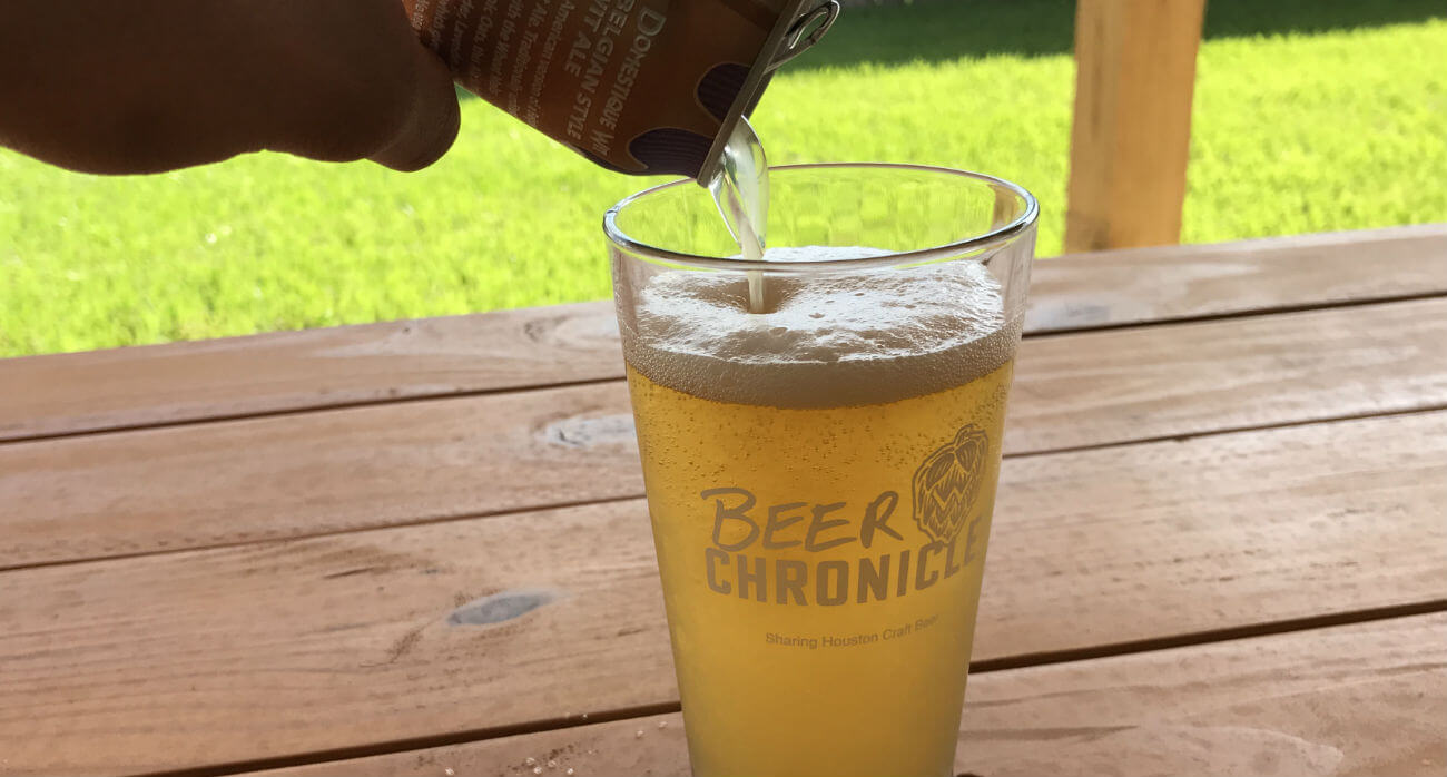 Beer-Chronicle-Houston-Craft-Beer-Review-Domestique-Wit-Being-Poured-Into-Beer-Chronicle-Glass