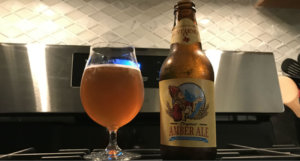 beer-chronicle-houston-craft-beer-review-saint-arnold-amber-ale-beer-in-glass-next-to-bottle-on-stove