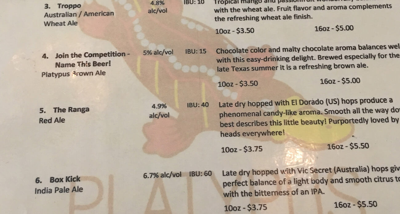 beer-chronicle-houston-craft-beer-review-back-platypus-brewing-beer-menu